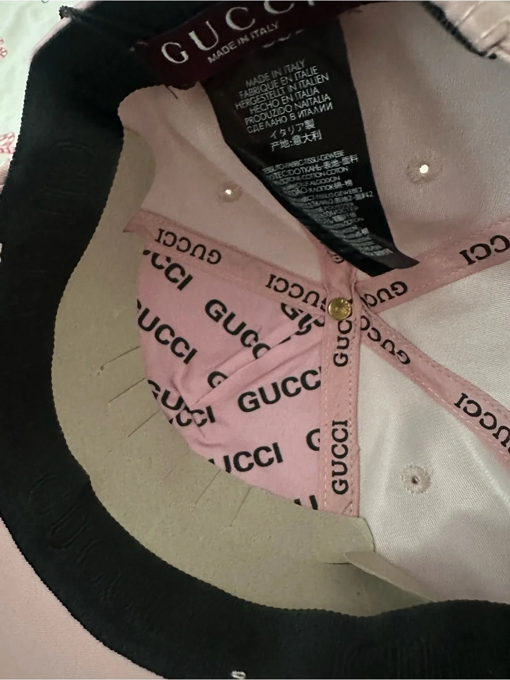 Gucci Pink Embroidered Logo Baseball Cap